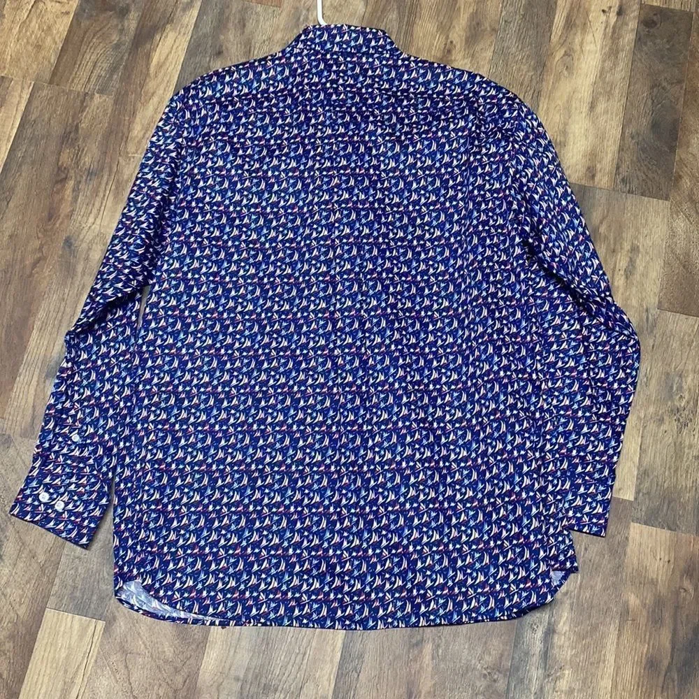 NWT Button Up Men’s Shirt with Sailboats - Picture 8 of 8